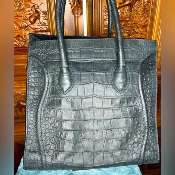 CELINE PHANTOM HANDBAG CROCODILE EMBOSSED LEATHER - Picture 13 of 15